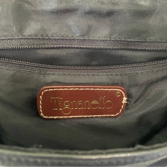 VTG TIGNANELLO Genuine Leather Backpack Bag Purse Black & Brown Adjustable Mini - Picture 10 of 14